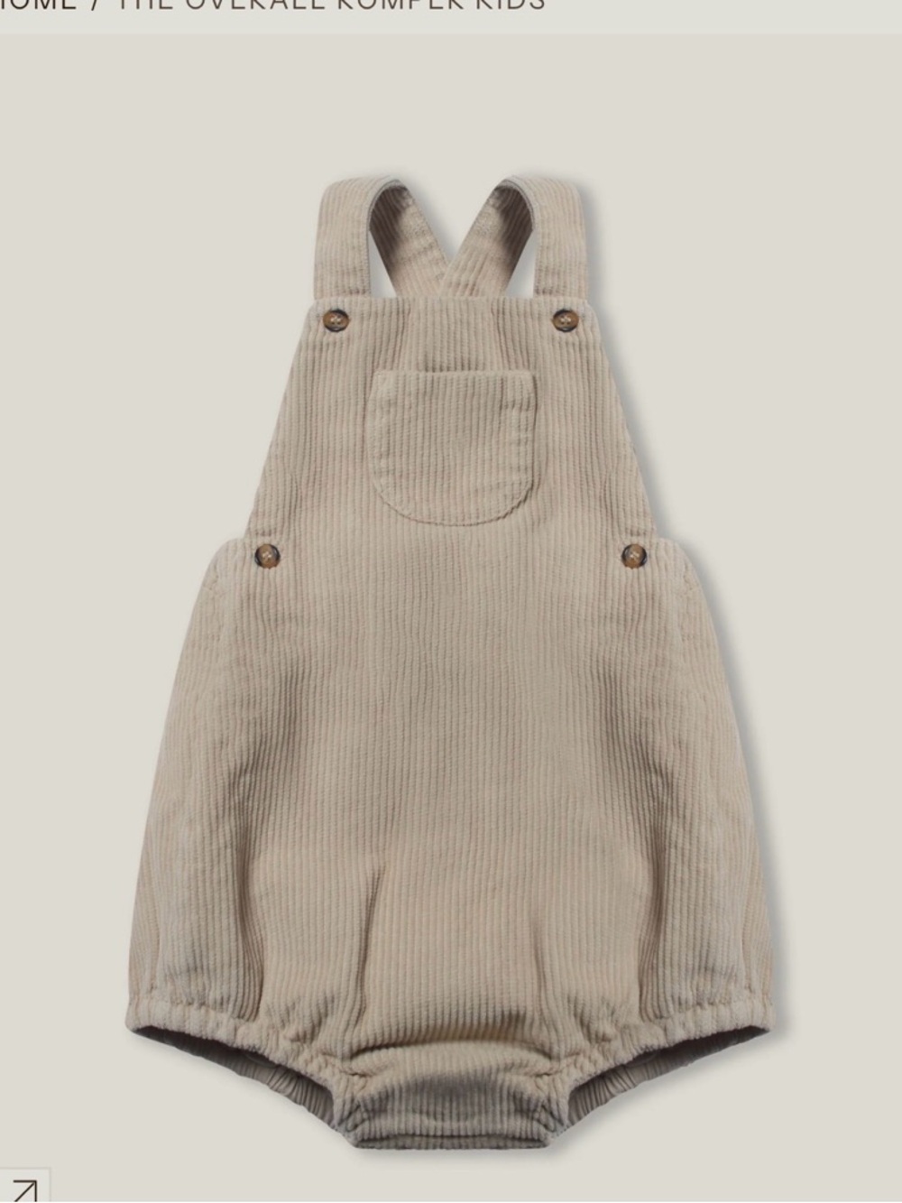 Neutral Corduroy Baby Overall Romper - Beige